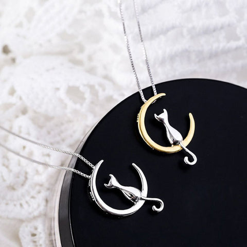 Kute Kat On The Moon Necklace