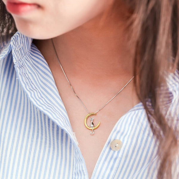 Kute Kat On The Moon Necklace