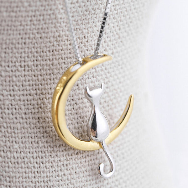 Kute Kat On The Moon Necklace