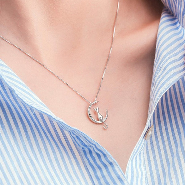 Kute Kat On The Moon Necklace
